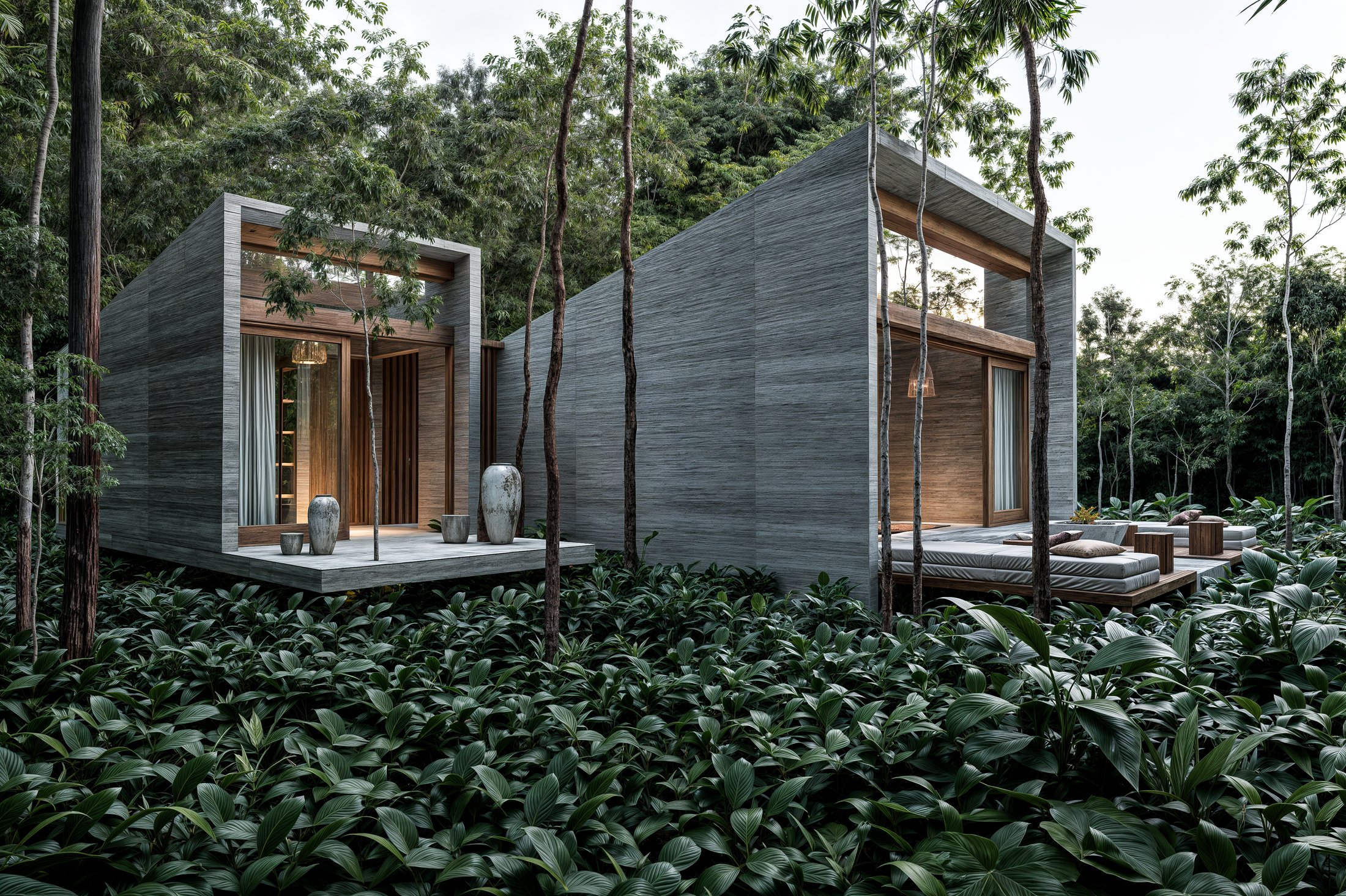 Immersed in the jungle, leaning over the lagoon