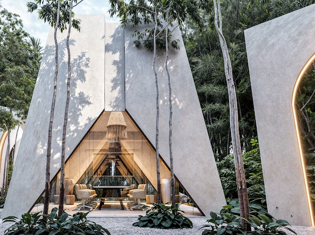 A lobby open to the jungle